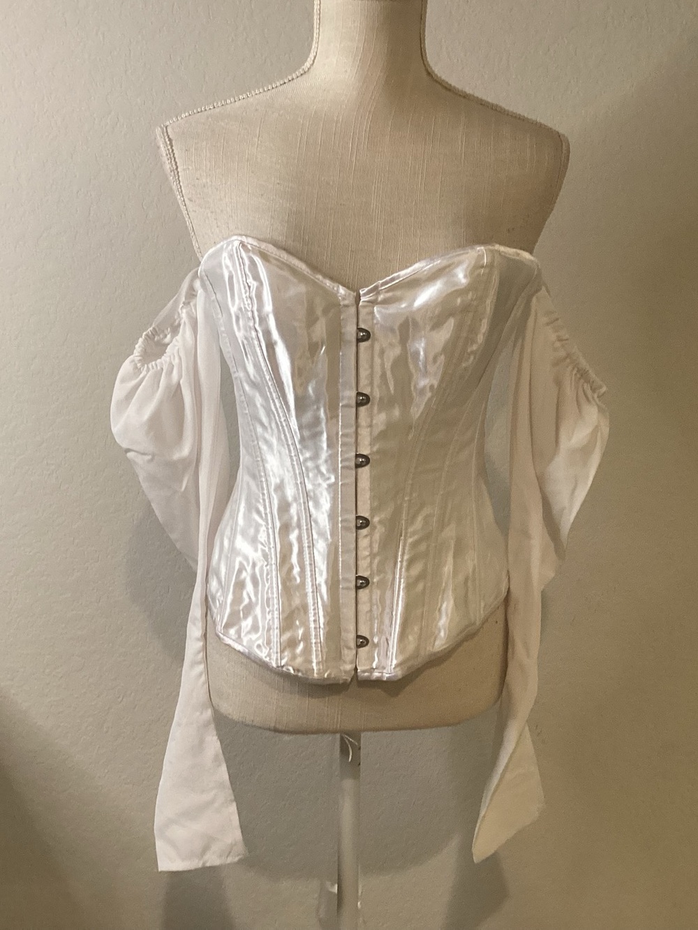 White Satin Off-Shoulder Corset Top